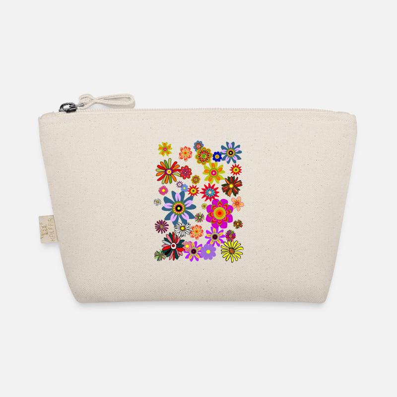 Flower Power Blumen Pop Art Peace Love - Bio-Täschchen - Natur