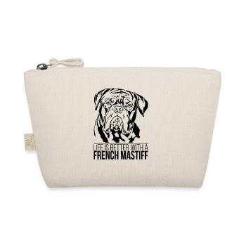 French Mastiff life is better Spruch Wilsigns - Organic Pouch - nature - Front