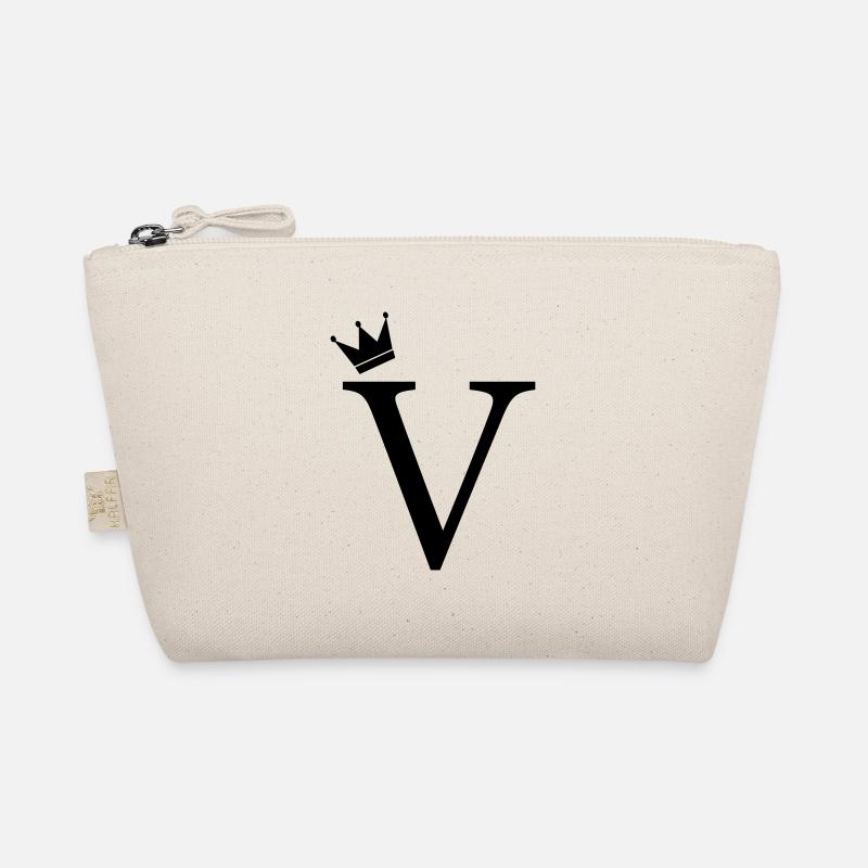 V Monogram Crown - Organic Pouch - nature