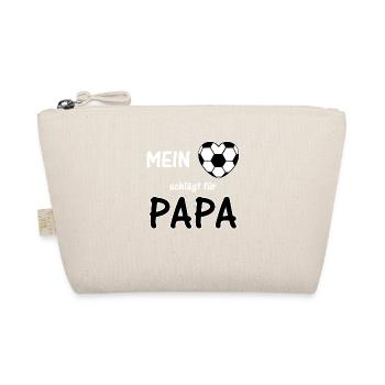 Mein Herz schlägt für Papa Fußball Kinder Motiv - Bio-Täschchen - Natur - Vorne