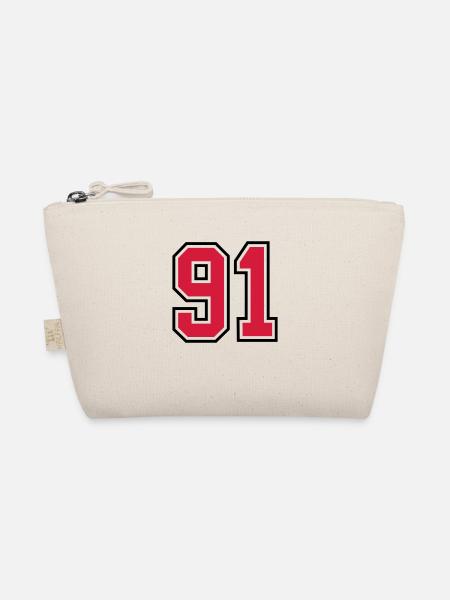 91 sports jersey football number - Organic Pouch - nature - Front