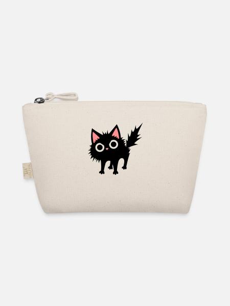 Schwarze Katze - Bio-Täschchen - Natur - Vorne