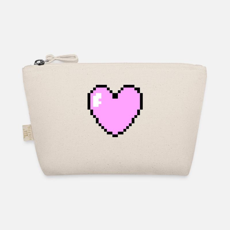 Rosa Pixel Herz Bio-Täschchen