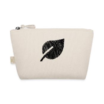 Black Leaf Hatched Hand-Painted Gift Idea - Organic Pouch - nature - Front
