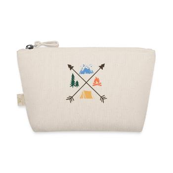 Happy camper,, fire, woods, mountain and tent desi - Organic Pouch - nature - Front