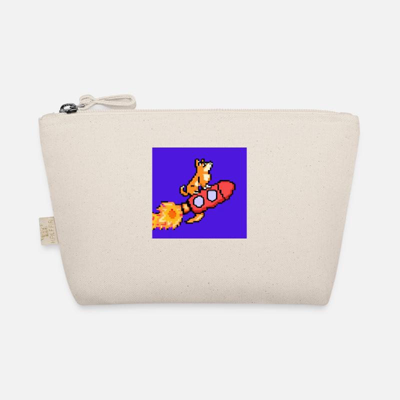Pixel Hund auf Rakete Pixel Art Bio-Täschchen