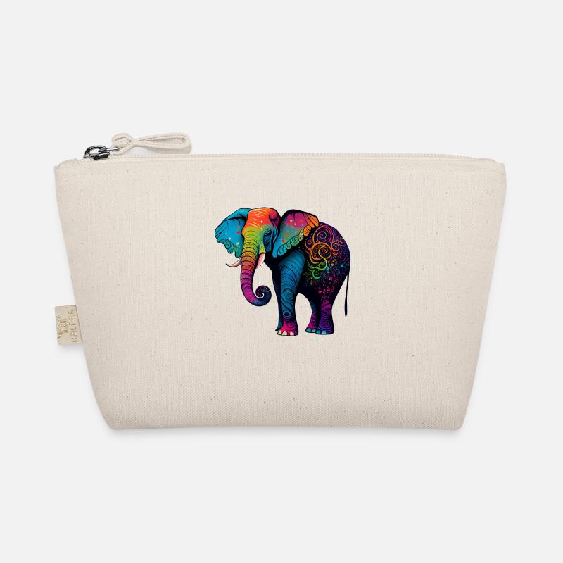Bunter Elefant - Bio-Täschchen - Natur