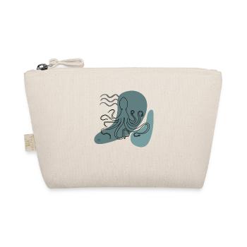 "Oktopus", Boho Line Art Design, Serie "Ocean" - Bio-Täschchen - Natur - Vorne
