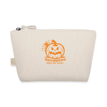 gruseliger Kürbis im Halloween Design - Bio-Täschchen - Natur - Vorne