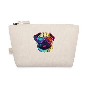 Mops Hund mit bunter Sonnenbrille - Bio-Täschchen - Natur - Vorne