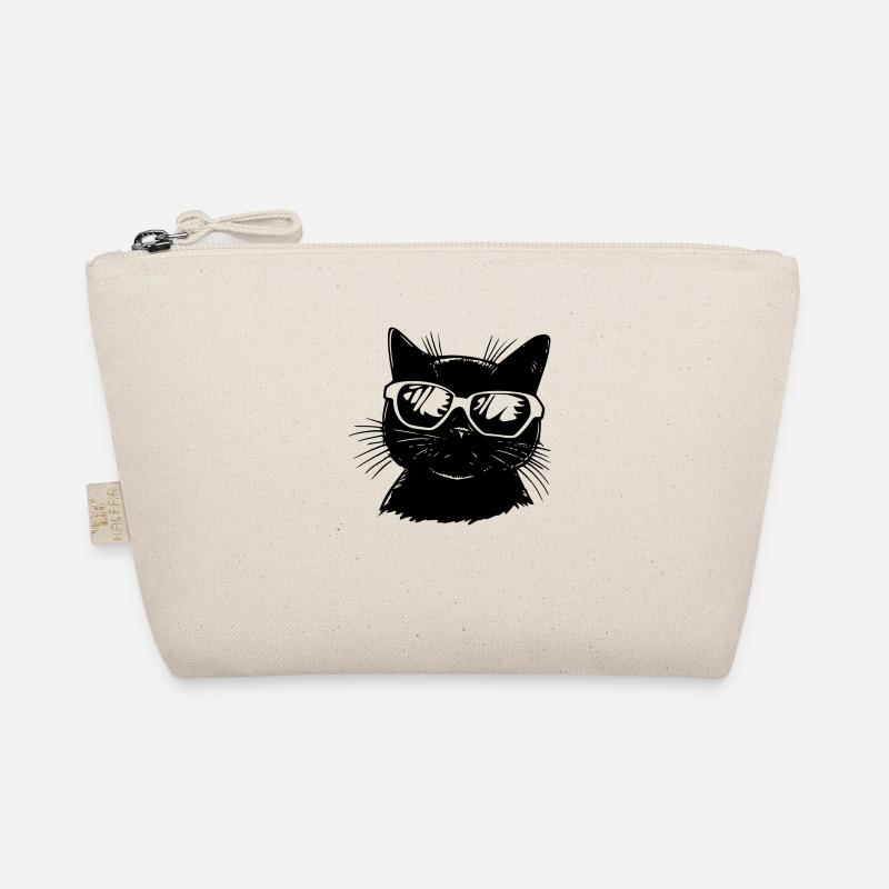 Katze mit Brille - Bio-Täschchen - Natur