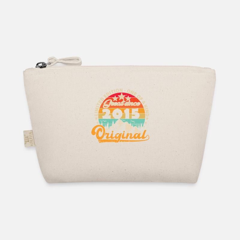 Vintage Born 2015 Birthday Gift. Organic Pouch