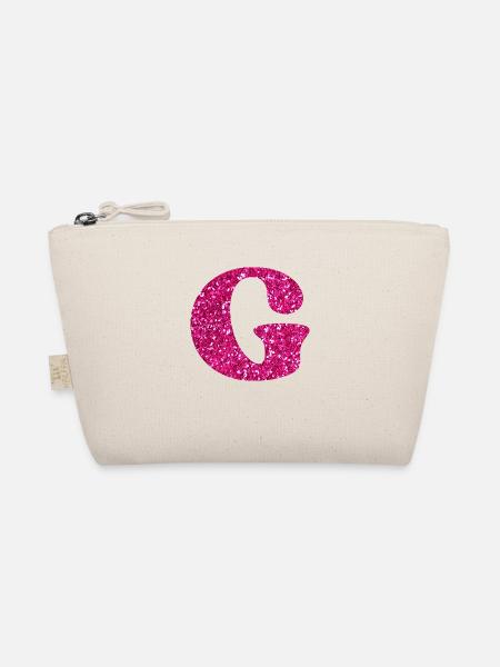 Buchstabe g rosa Glitzer - Bio-Täschchen - Natur