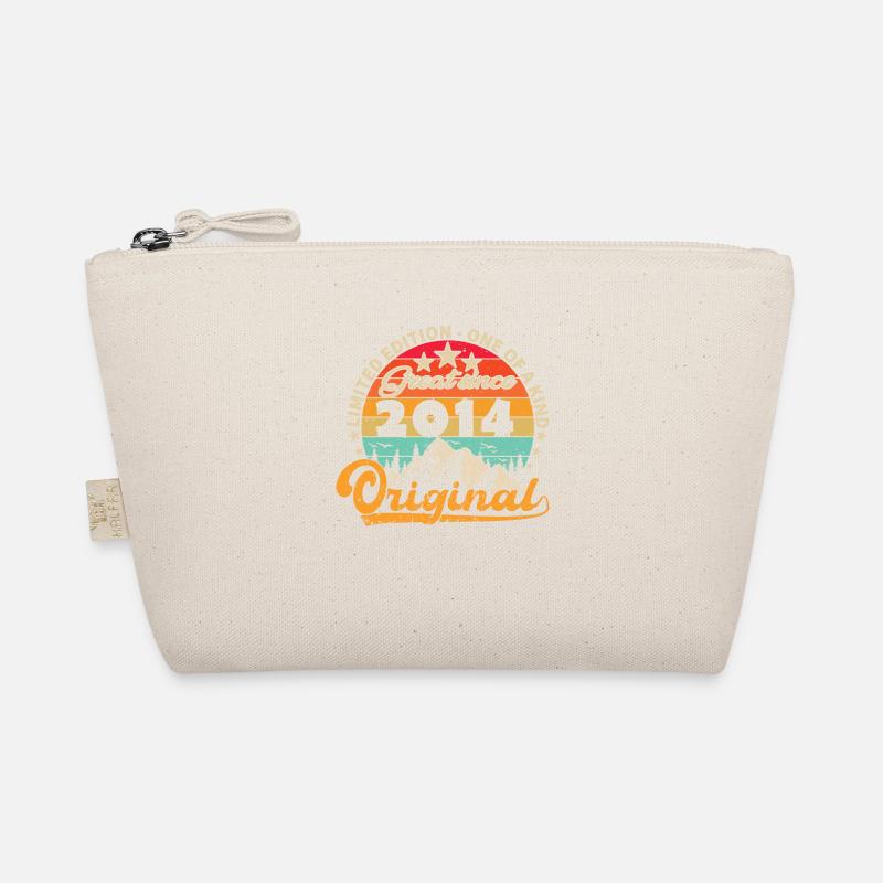 Vintage Born 2014 Birthday Gift. Organic Pouch