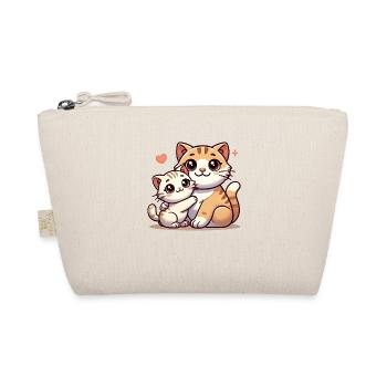 Loving Cat Parent with Child - Organic Pouch - nature - Front