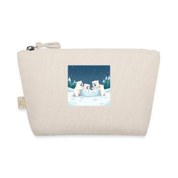 Playing polar bears build an igloo - winter cartoon - Organic Pouch - nature - Front