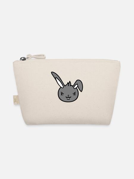 Hase Böser Blick Frech Cool Entschlossen Lustig - Bio-Täschchen - Natur - Vorne