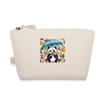 Hand drawn panda with umbrella - Organic Pouch - nature - Front