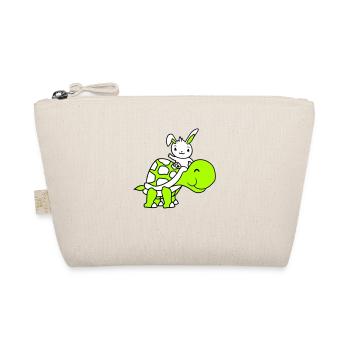 Bunny Big Giant Turtle Riding Waving Cute - Organic Pouch - nature - Front