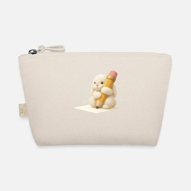 Hase mit Bleistift Kinder Design – Kreatives Tierm - Bio-Täschchen - Natur