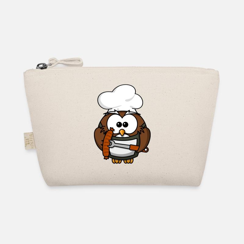 Eule am Grill mit Essen Comic Stil Bio-Täschchen