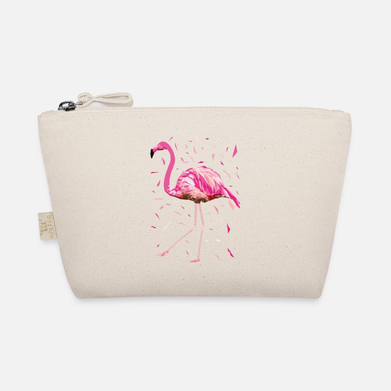 Flamingo Poly Federn pink rosa Vogel Sommer - Bio-Täschchen - Natur