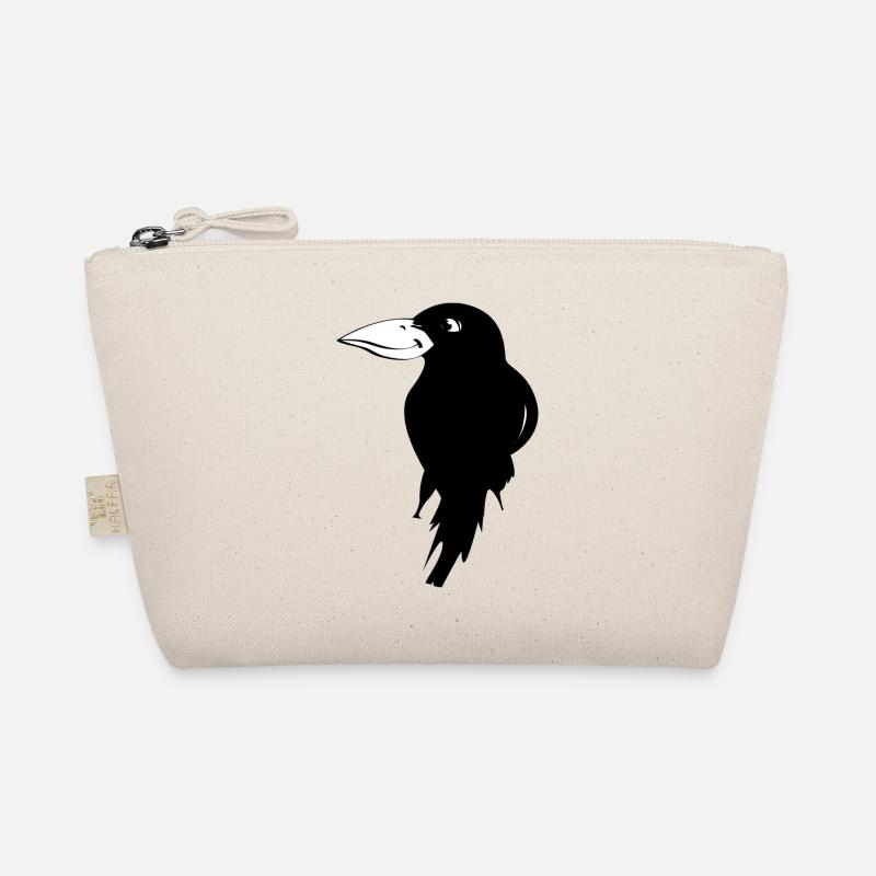 Black raven with a friendly face. Organic Pouch