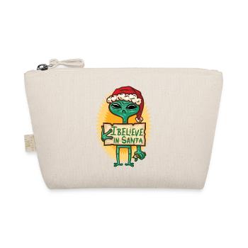 Alien with Santa hat believes in Santa Claus - Organic Pouch - nature - Front