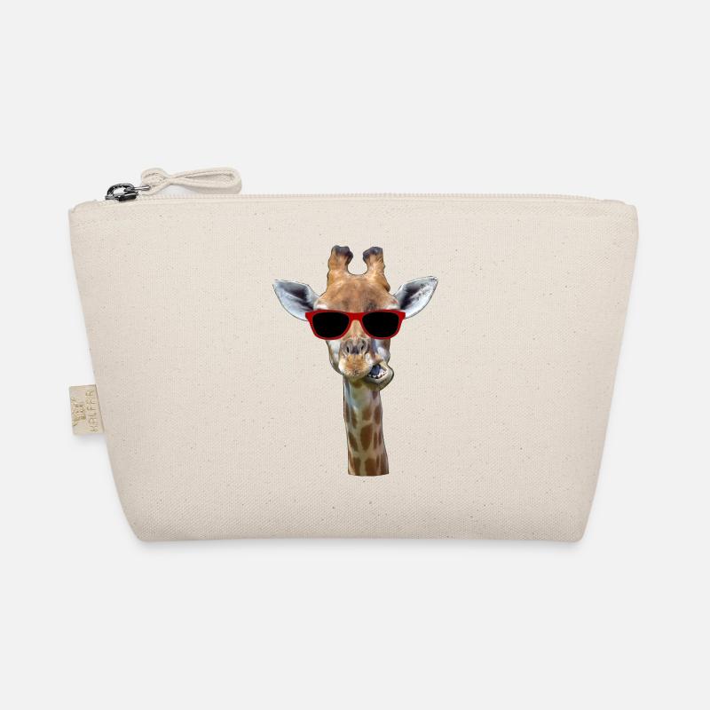 witzige, coole Giraffe mit Sonnenbrille - Bio-Täschchen - Natur