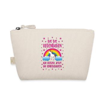 Einhorn Bye Bye Regenbogen Kindergarten Glitzer - Bio-Täschchen - Natur - Vorne