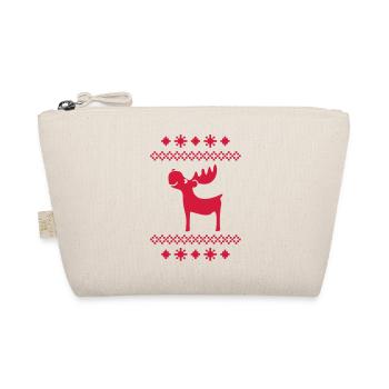 Moose reindeer deer christmas Norwegian pattern - Organic Pouch - nature - Front