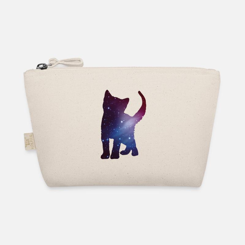 Cat Kitten Silhouette Space Cat Space Gift - Organic Pouch - nature