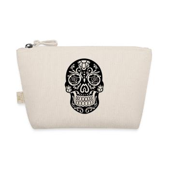 Sugar Skull Floral – Día de los Muertos Skull Blac - Organic Pouch - nature - Front