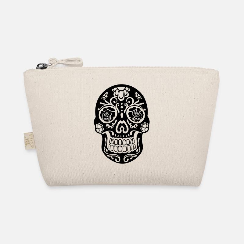 Sugar Skull floral – Día de los Muertos Totenkopf Bio-Täschchen