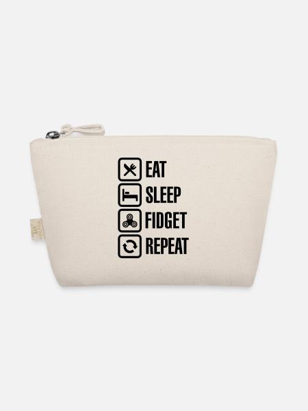 Eat Sleep Fidget Repeat - Fidget Spinner - Bio-Täschchen - Natur - Vorne