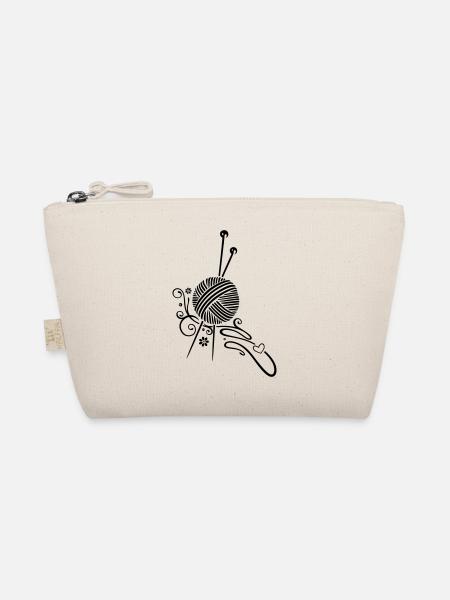 Aiguilles à tricoter à la laine et aux fleurs. - Trousse biologique - nature - Devant