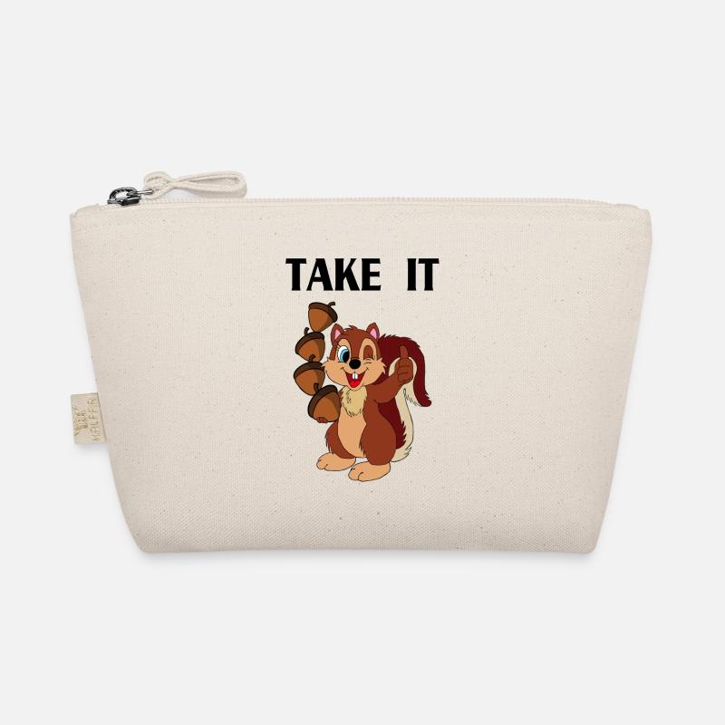 TAKE IT Schriftzug mit Eichhörnchen Bio-Täschchen