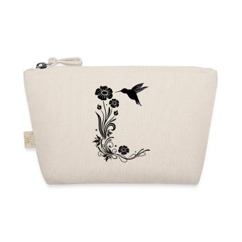 Floral motif with flowers and hummingbird. - Organic Pouch - nature - Front