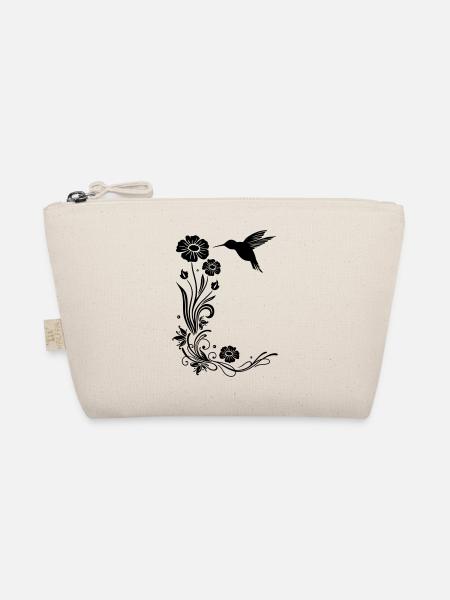 Motif floral avec des fleurs et colibris. - Trousse biologique - nature - Devant