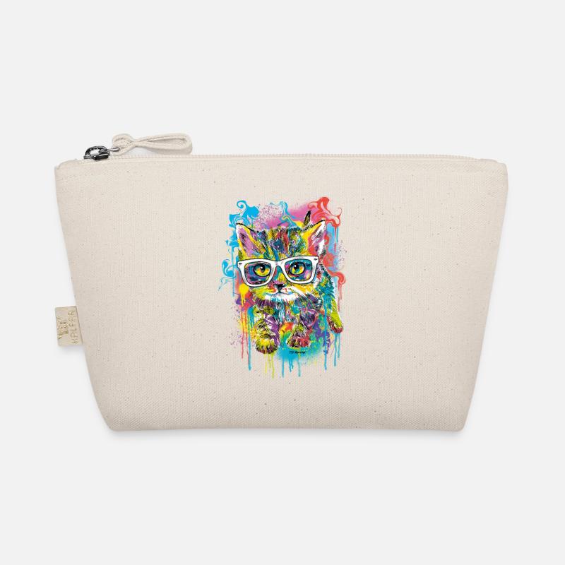 P.D. Moreno Katze mit Brille - Bio-Täschchen - Natur