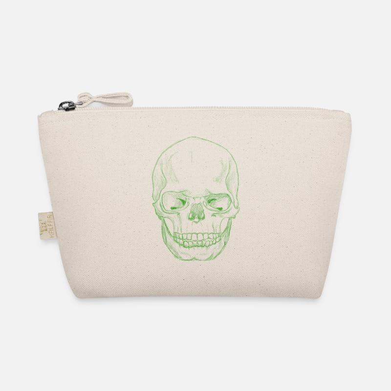 SkullSketchDarkGreen Organic Pouch