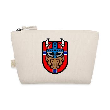 Cooler Wikinger Logo mit Norwegischer Flagge - Bio-Täschchen - Natur - Vorne