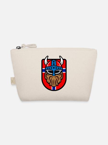 Cool Viking logo with Norwegian flag - Organic Pouch - nature - Front