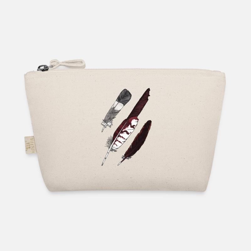 Feather Collection - Three Feathers Hand Drawn Organic Pouch