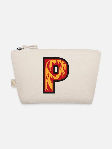 Buchstabe P mit Flammen - Buchstabe mit Feuer 🔥 - Bio-Täschchen - Natur