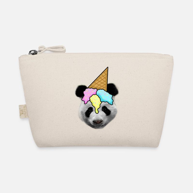 Panda with ice cream as a hat Organic Pouch