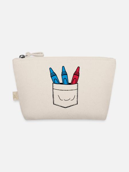 Colorful wax crayons chest pocket on the go - Organic Pouch - nature - Front