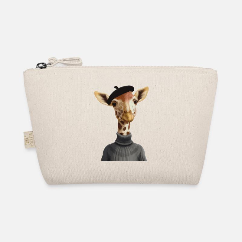 Giraffe mit Pullover und Mütze Geschenkidee Bio-Täschchen
