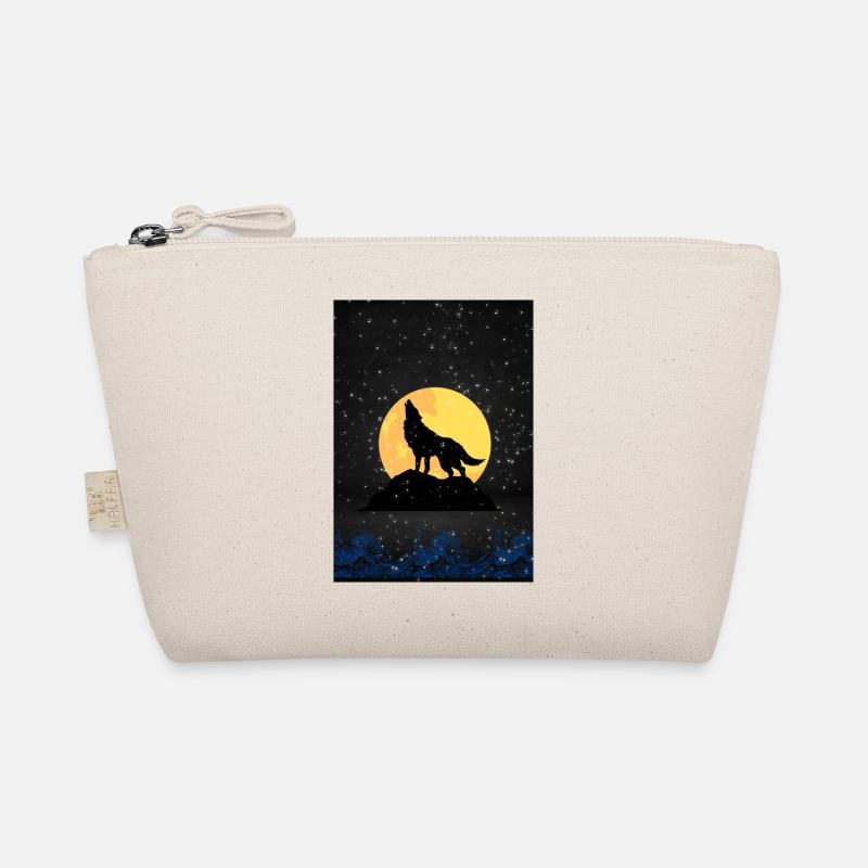 wolf on full moon night Organic Pouch
