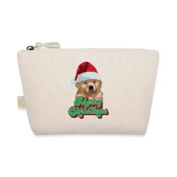 Weihnachten Geschenk Nette lustige Hund Santa Hut Frohe Weihnachten - Bio-Täschchen - Natur - Vorne